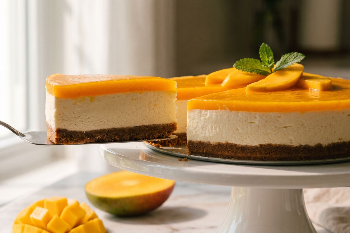 Cheesecake al mango senza cottura