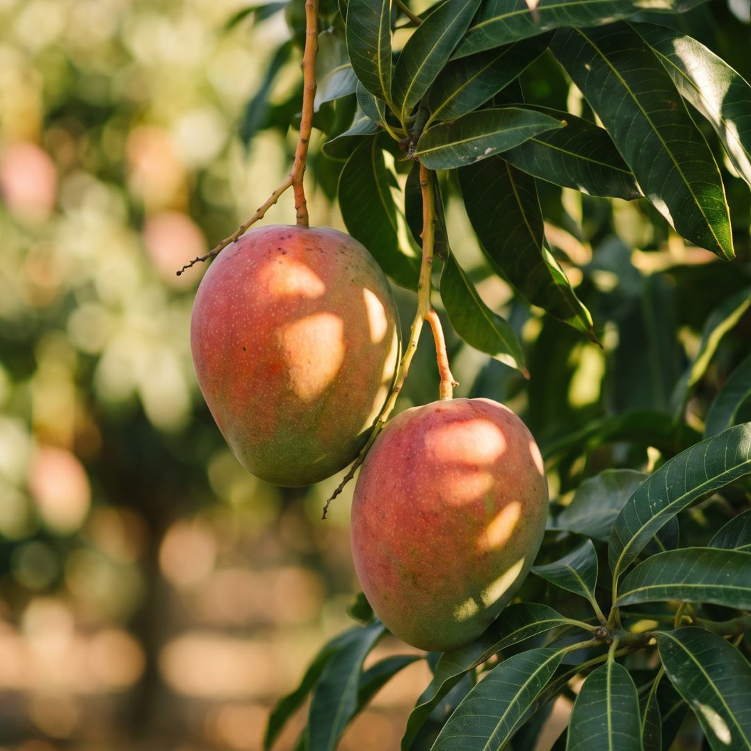 Mango siciliano Biologico appeso all'albero pronto per la raccolta
